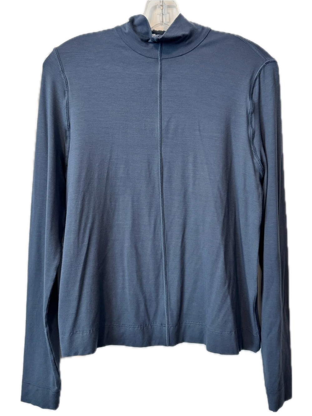 AKRIS Punto Blue Mock Neck Long Sleeve Top Minimalist Stretch Size M